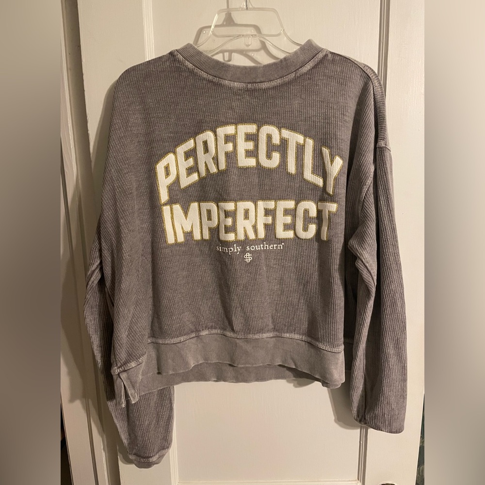 Simply Southern Charcoal Sweatshirt with White and Yellow Text